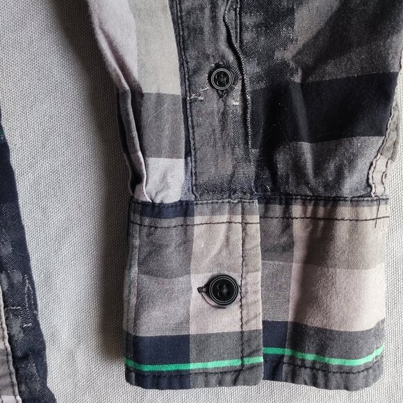 Zoo York casual button down shirt men's size XXL grey plaid long sleeve slim fit - Picture 8 of 11